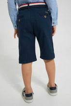 Load image into Gallery viewer, Redtag-Navy-Dobby-Shorts-With-Belt-Shorts-Boys-2 to 8 Years
