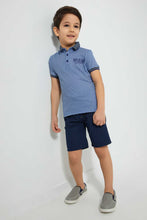 Load image into Gallery viewer, Redtag-Navy-Elasticated-Poplin-Short-Shorts-Boys-2 to 8 Years
