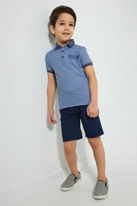 Redtag-Navy-Elasticated-Poplin-Short-Shorts-Boys-2 to 8 Years