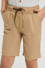 Load image into Gallery viewer, Redtag-Beige-Elasticated-Poplin-Short-Shorts-Boys-2 to 8 Years
