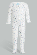 Load image into Gallery viewer, Redtag-White-And-Blue-Space-Sleep-Suit-Sleepsuits-Baby-0 to 12 Months
