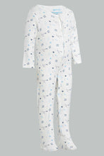 Load image into Gallery viewer, Redtag-White-And-Blue-Space-Sleep-Suit-Sleepsuits-Baby-0 to 12 Months
