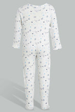 Load image into Gallery viewer, Redtag-White-And-Blue-Space-Sleep-Suit-Sleepsuits-Baby-0 to 12 Months
