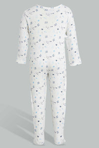 Redtag-White-And-Blue-Space-Sleep-Suit-Sleepsuits-Baby-0 to 12 Months