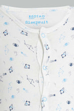 Load image into Gallery viewer, Redtag-White-And-Blue-Space-Sleep-Suit-Sleepsuits-Baby-0 to 12 Months
