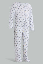 Load image into Gallery viewer, Redtag-Grey-And-Mustard--Car-Print-Sleep-Suit-Sleepsuits-Baby-0 to 12 Months
