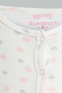 Redtag-Pink-And-White-Polka-Dot-Sleepsuit-Sleepsuits-Baby-0 to 12 Months