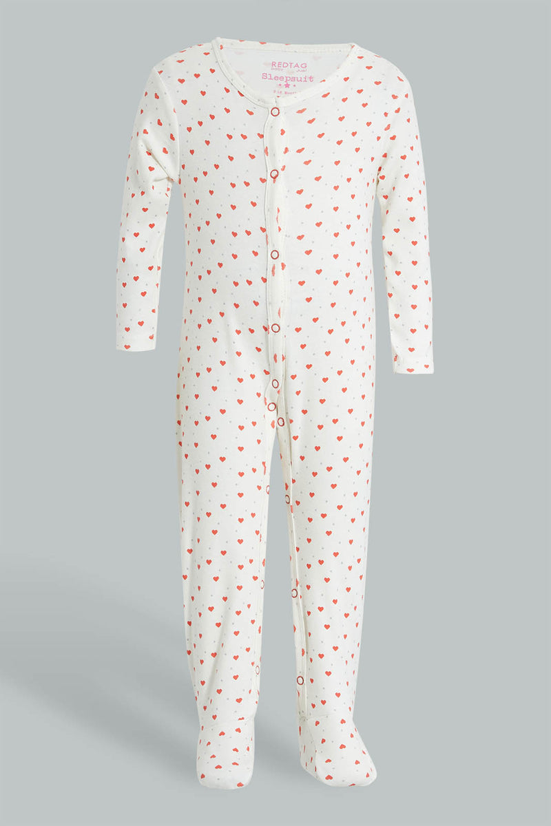 Redtag-Red-And-Grey-Heart-Print-Sleep-Suit-Colour:Red,-Filter:Baby-(0-to-12-Mths),-NBF-Sleepsuits,-New-In,-New-In-NBF,-Non-Sale,-PPE,-S22B,-Section:Kidswear-Baby-0 to 12 Months