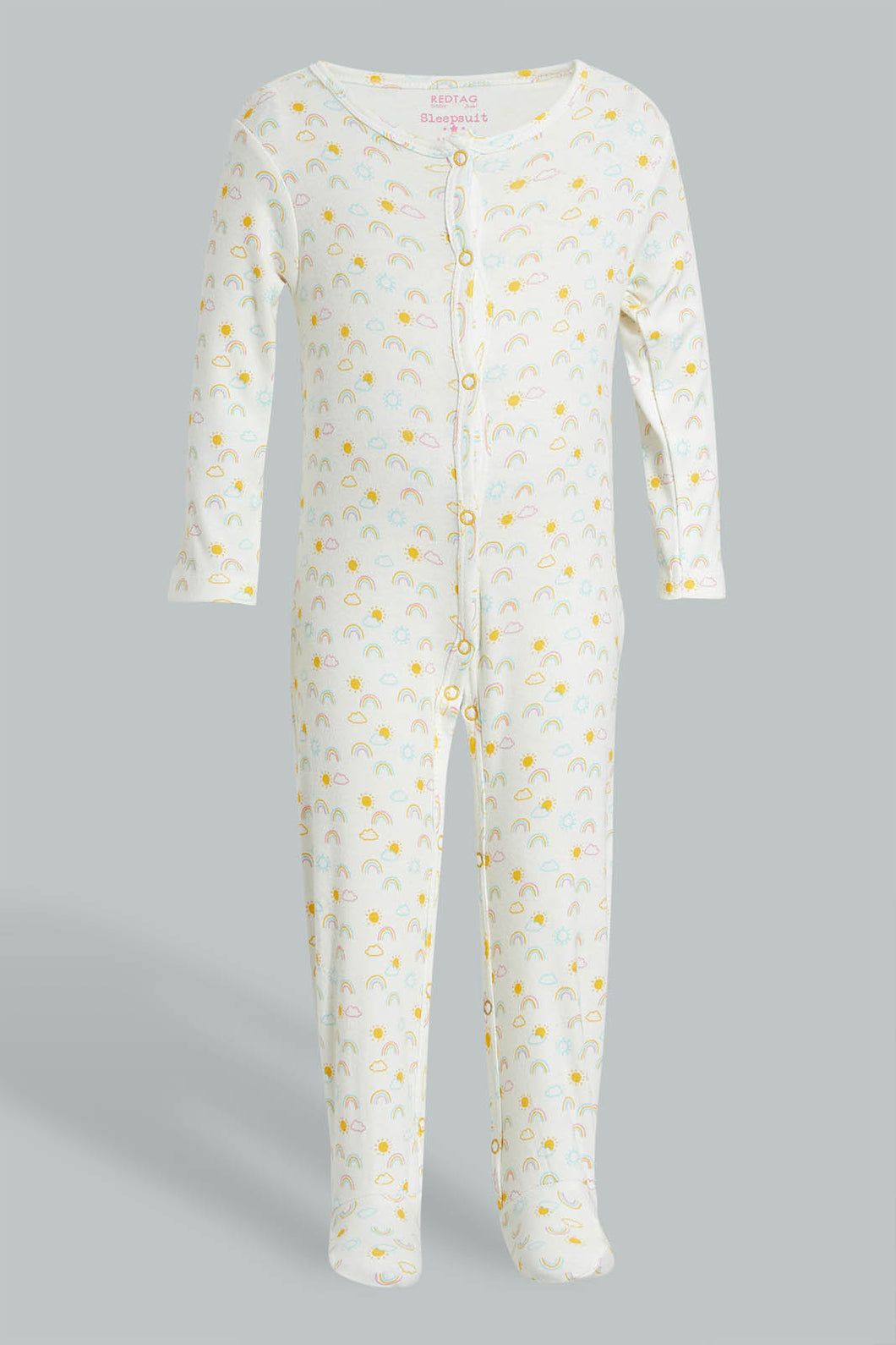 Redtag-Pink-And-Yellow-Rainbow-Sleepsuit-Colour:Assorted,-Filter:Baby-(0-to-12-Mths),-NBF-Sleepsuits,-New-In,-New-In-NBF,-Non-Sale,-PPE,-S22B,-Section:Kidswear-Baby-0 to 12 Months