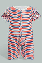 Load image into Gallery viewer, Redtag-Navy-And-Red--Stripe-Romper-Rompers-Baby-0 to 12 Months
