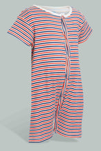 Load image into Gallery viewer, Redtag-Navy-And-Red--Stripe-Romper-Rompers-Baby-0 to 12 Months
