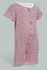 Redtag-Navy-And-Red--Stripe-Romper-Rompers-Baby-0 to 12 Months