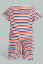 Load image into Gallery viewer, Redtag-Navy-And-Red--Stripe-Romper-Rompers-Baby-0 to 12 Months
