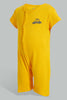 Redtag-Mustard-Car-Romper-Rompers-Baby-0 to 12 Months