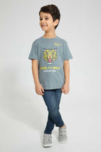 Load image into Gallery viewer, Redtag-Dark-Wash-Knit-Denim-Pull-On-Jean-With-Rib-Waistband-Jeans-Regular-Fit-Boys-2 to 8 Years
