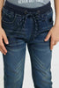 Redtag-Dark-Wash-Knit-Denim-Pull-On-Jean-With-Rib-Waistband-Jeans-Regular-Fit-Boys-2 to 8 Years