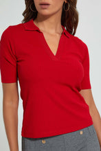 تنزيل الصورة على معرض الصور، Redtag-Collared-Rib-Top-Tops-Women&#39;s-0
