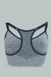 Redtag-Navy-Melange-Plain-Padded-Sports-Bra-Sports-Bras-Women's-