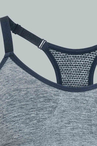 Redtag-Navy-Melange-Plain-Padded-Sports-Bra-Sports-Bras-Women's-