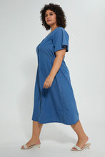 تنزيل الصورة على معرض الصور، Redtag-Chambray-Button-Front-Dress-Dresses-Women&#39;s-
