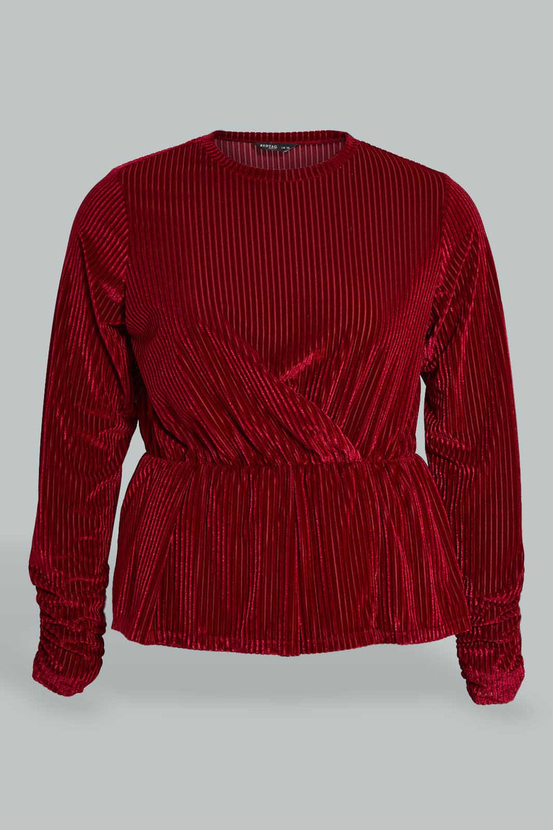 Redtag-Velour-Peplum-Top-Tops-Women's-