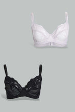 Load image into Gallery viewer, Black And White Lace Non-Padded Bra (Pack of 2)
