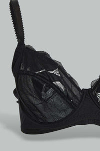 Black And White Lace Non-Padded Bra (Pack of 2)