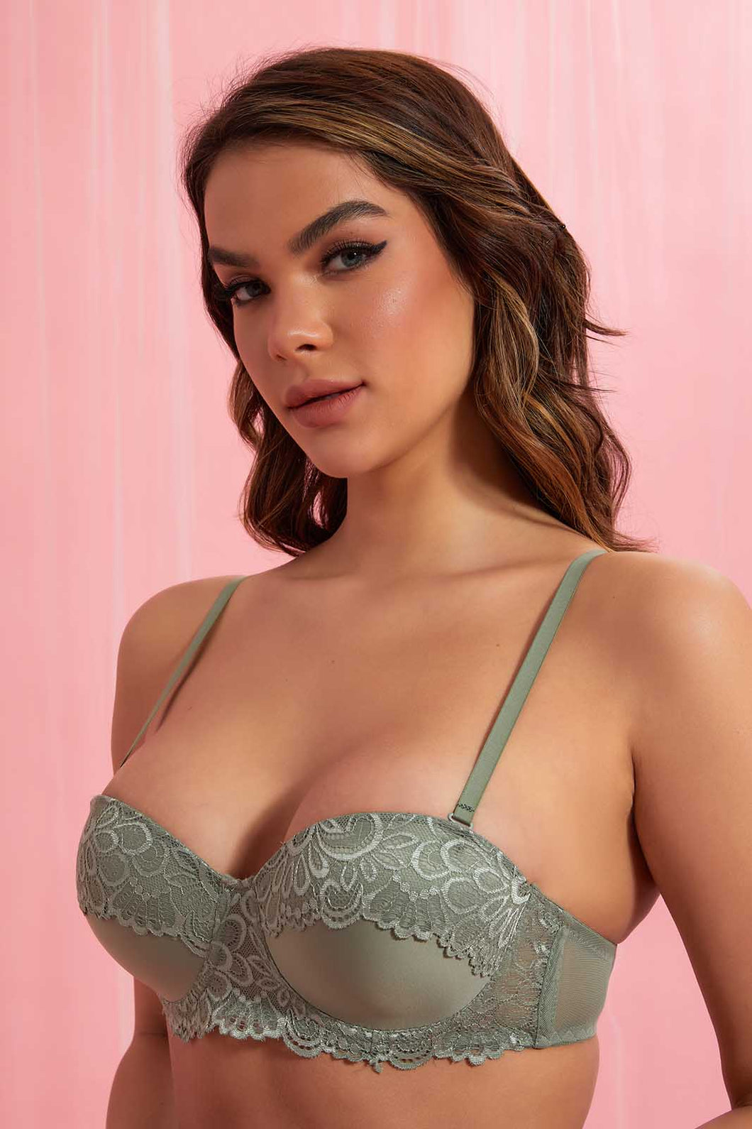 Redtag-Sage/Ivory-Plain-Padded-Balconette-Bra-(2-Pack)-Balconette-Women's-