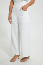 تنزيل الصورة على معرض الصور، Redtag-White-Wide-Leg-Trouser-Trousers-Women&#39;s-
