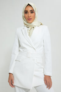 Redtag-White-Long-Line-Belted-Jacket-Cardigans-Women's-