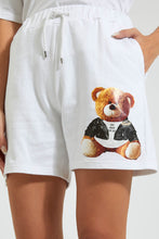 تنزيل الصورة على معرض الصور، Redtag-White-Teddy-Placement-Print-Short-Colour:White,-FF,-Filter:Women&#39;s-Clothing,-New-In,-New-In-Women,-Non-Sale,-Section:Women,-W21B,-Women-Shorts-Women&#39;s-
