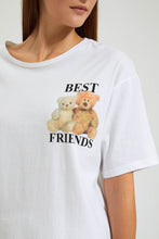 Load image into Gallery viewer, Redtag-White-Teddy-Placement-Print-T-Shirt-Colour:White,-FF,-Filter:Women&#39;s-Clothing,-New-In,-New-In-Women,-Non-Sale,-Section:Women,-W21B,-Women-T-Shirts-Women&#39;s-
