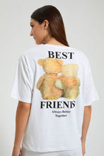 Load image into Gallery viewer, Redtag-White-Teddy-Placement-Print-T-Shirt-Colour:White,-FF,-Filter:Women&#39;s-Clothing,-New-In,-New-In-Women,-Non-Sale,-Section:Women,-W21B,-Women-T-Shirts-Women&#39;s-
