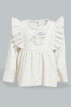 Load image into Gallery viewer, Redtag-White--And-Beige-Bunny-Veloure-Dress-Dresses-Baby-0 to 12 Months
