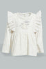 Redtag-White--And-Beige-Bunny-Veloure-Dress-Dresses-Baby-0 to 12 Months