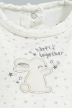 Load image into Gallery viewer, Redtag-White--And-Beige-Bunny-Veloure-Dress-Dresses-Baby-0 to 12 Months
