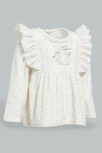 Load image into Gallery viewer, Redtag-White--And-Beige-Bunny-Veloure-Dress-Dresses-Baby-0 to 12 Months
