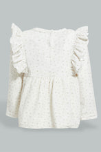 Load image into Gallery viewer, Redtag-White--And-Beige-Bunny-Veloure-Dress-Dresses-Baby-0 to 12 Months
