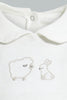 Redtag-White-And-Beige--Stripe-Sleepsuit-With-Peterpan-Collar-Sleepsuits-Baby-0 to 12 Months