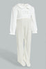 Redtag-White-And-Beige--Stripe-Sleepsuit-With-Peterpan-Collar-Sleepsuits-Baby-0 to 12 Months