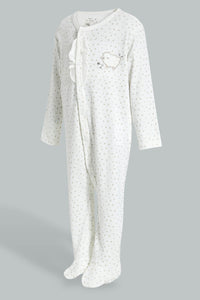 Redtag-Beige-Leoprd-Frill-Sleepsuit-Sleepsuits-Baby-0 to 12 Months