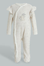 Load image into Gallery viewer, Redtag-White-Bunny-Veloure-Printed-Sleep-Suit-Sleepsuits-Baby-0 to 12 Months
