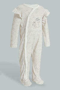 Redtag-White-Bunny-Veloure-Printed-Sleep-Suit-Sleepsuits-Baby-0 to 12 Months