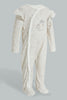 Redtag-White-Bunny-Veloure-Printed-Sleep-Suit-Sleepsuits-Baby-0 to 12 Months