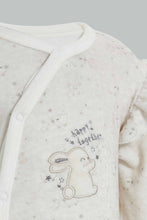 Load image into Gallery viewer, Redtag-White-Bunny-Veloure-Printed-Sleep-Suit-Sleepsuits-Baby-0 to 12 Months
