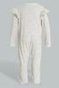 Redtag-White-Bunny-Veloure-Printed-Sleep-Suit-Sleepsuits-Baby-0 to 12 Months