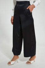 تنزيل الصورة على معرض الصور، Redtag-Black-Wide-Leg-Elasticated-Back-Detail-Trouser-Trousers-Women&#39;s-
