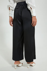 Redtag-Black-Wide-Leg-Elasticated-Back-Detail-Trouser-Trousers-Women's-