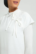 تنزيل الصورة على معرض الصور، Redtag-Ivory-High-Neck-Extended-Sleeve-Blouse-Blouses-Women&#39;s-
