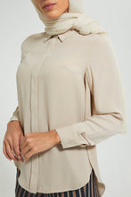 تنزيل الصورة على معرض الصور، Redtag-Beige-Collared-Button-Front-Shirt-Blouses-Women&#39;s-
